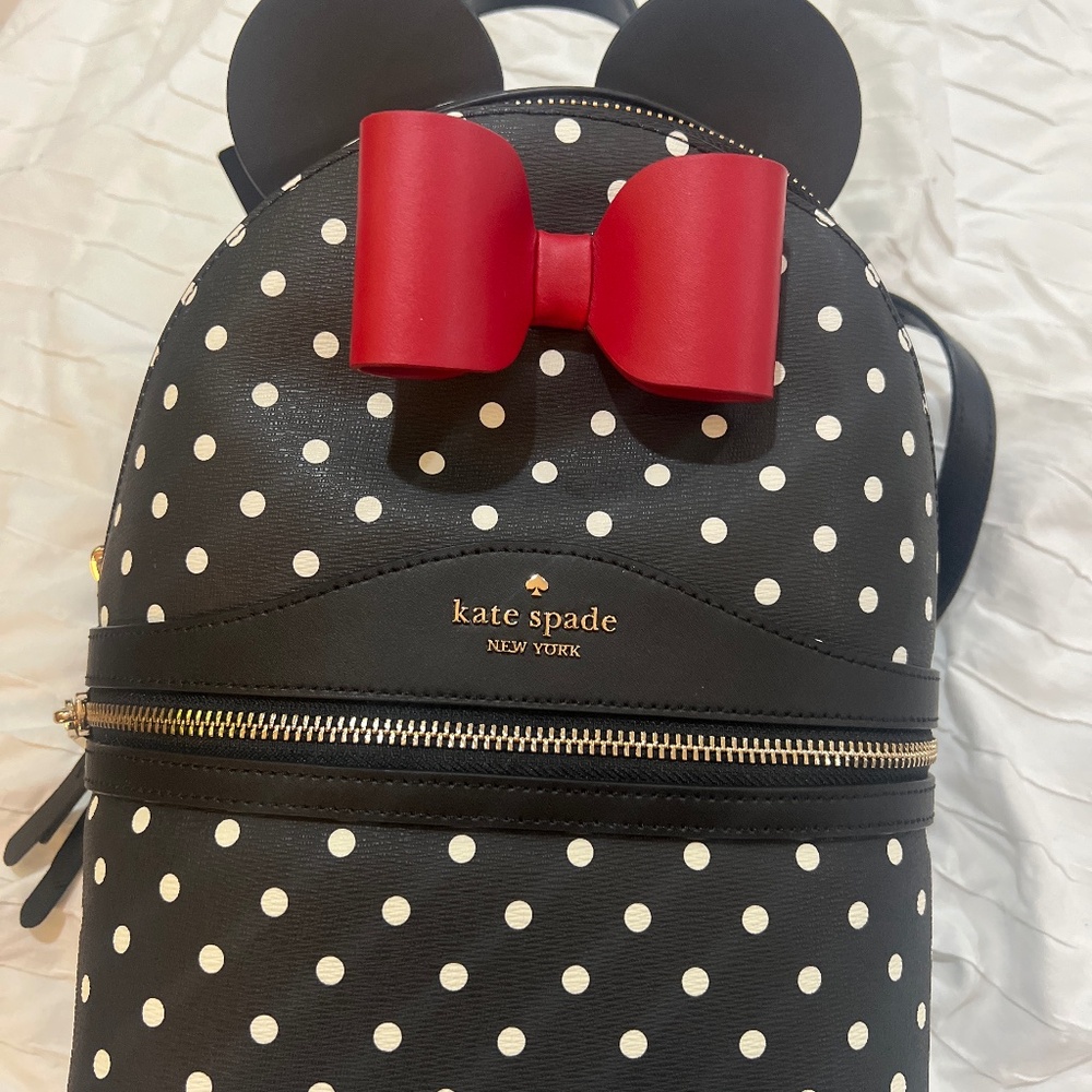 Kate Spade Disney X Kate Spade New York Minnie Dome Backpack Black Multi red NWT